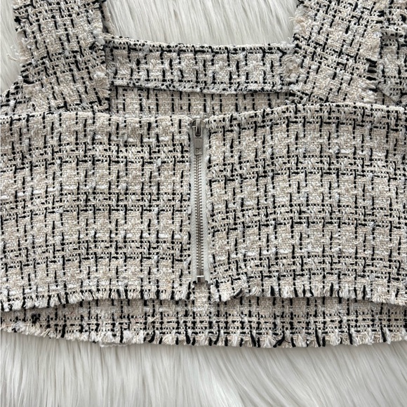 NWOT Missguided Boucle Tweed Crop Top with Diamanté Accent - Picture 7 of 10
